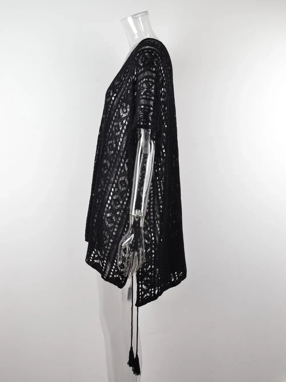 Angel Wings Cutout V-Neck Cover-Up With Tassel - Southern Shores Clothing