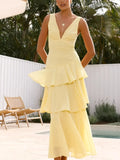 Sleeveless Ruffled Layered Backless Maxi Dress - Southern Shores Clothing