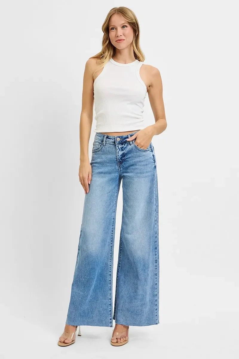 Palazzo Jeans Tummy Control High Rise Plus Size - Southern Shores Clothing