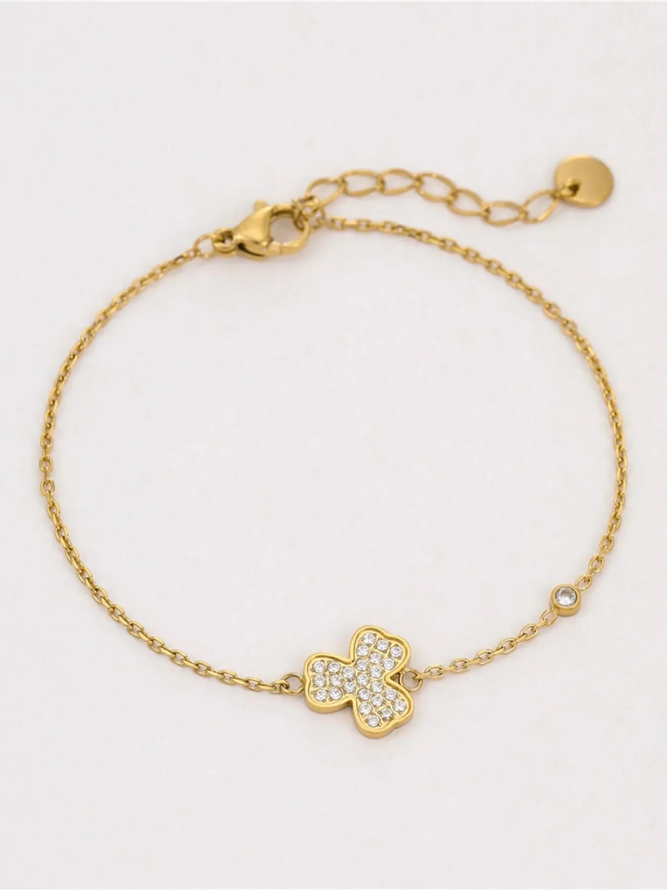 Stainless Steel Zircon Bracelet With 18K Gold Plating
