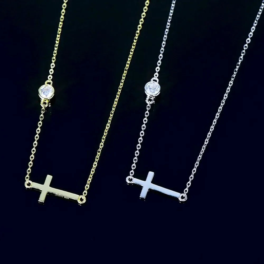 Moissanite Cross Necklace Sterling Silver - Southern Shores Clothing