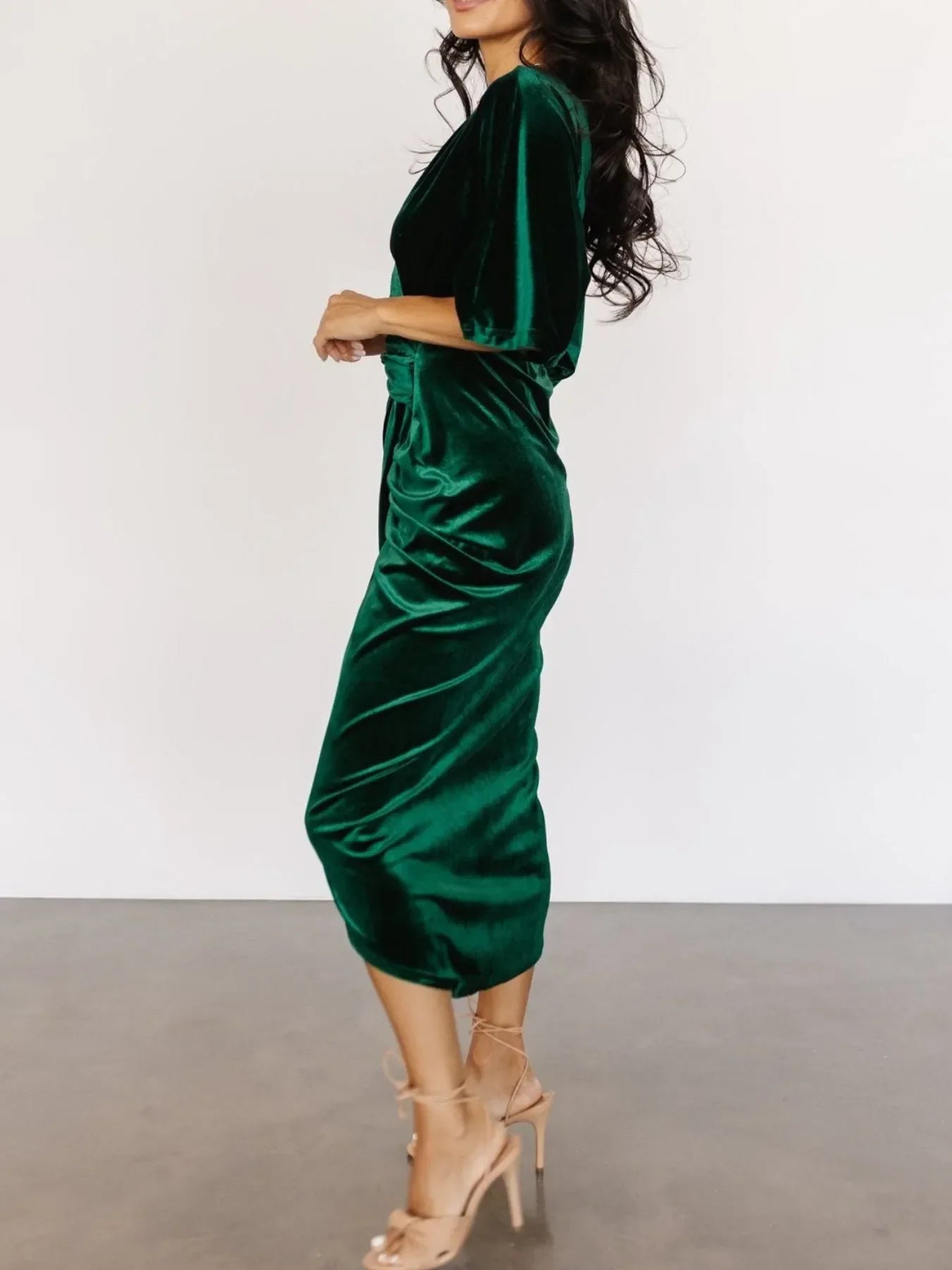Coastal Ruched Surplice Half Sleeve Dress - Southern Shores Clothing