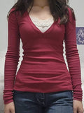 Lace Detail Long Sleeve T-Shirt - Southern Shores Clothing