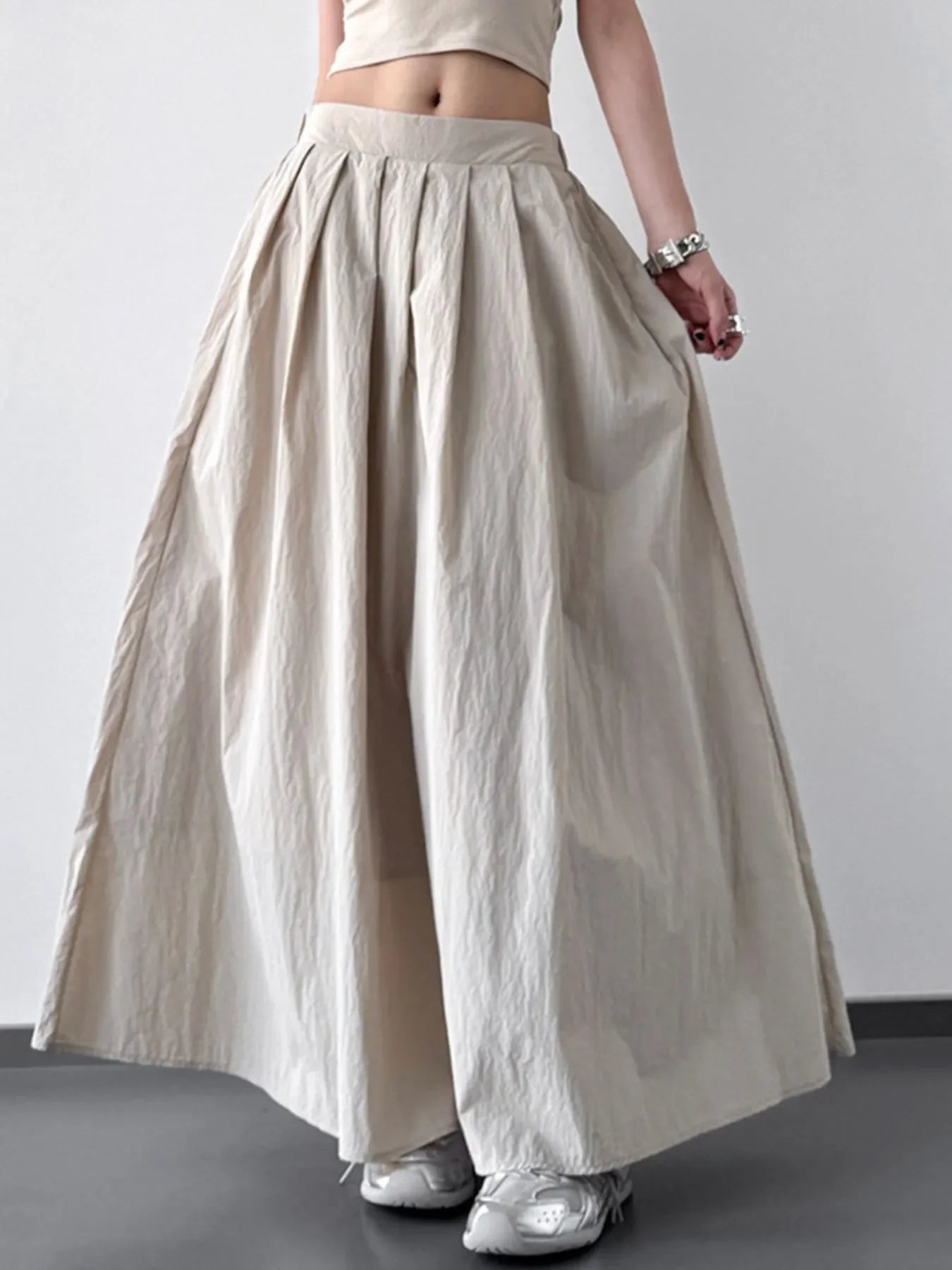Elegant Pleated Maxi Skirt With Ruched Design - Southern Shores Clothing