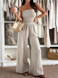 Smocked Tube Wide Leg Jumpsuit Sleeveless - Southern Shores Clothing