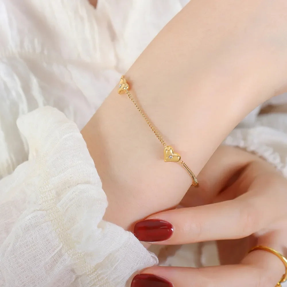 Durable Titanium Steel Zircon Heart Bracelet - Southern Shores Clothing