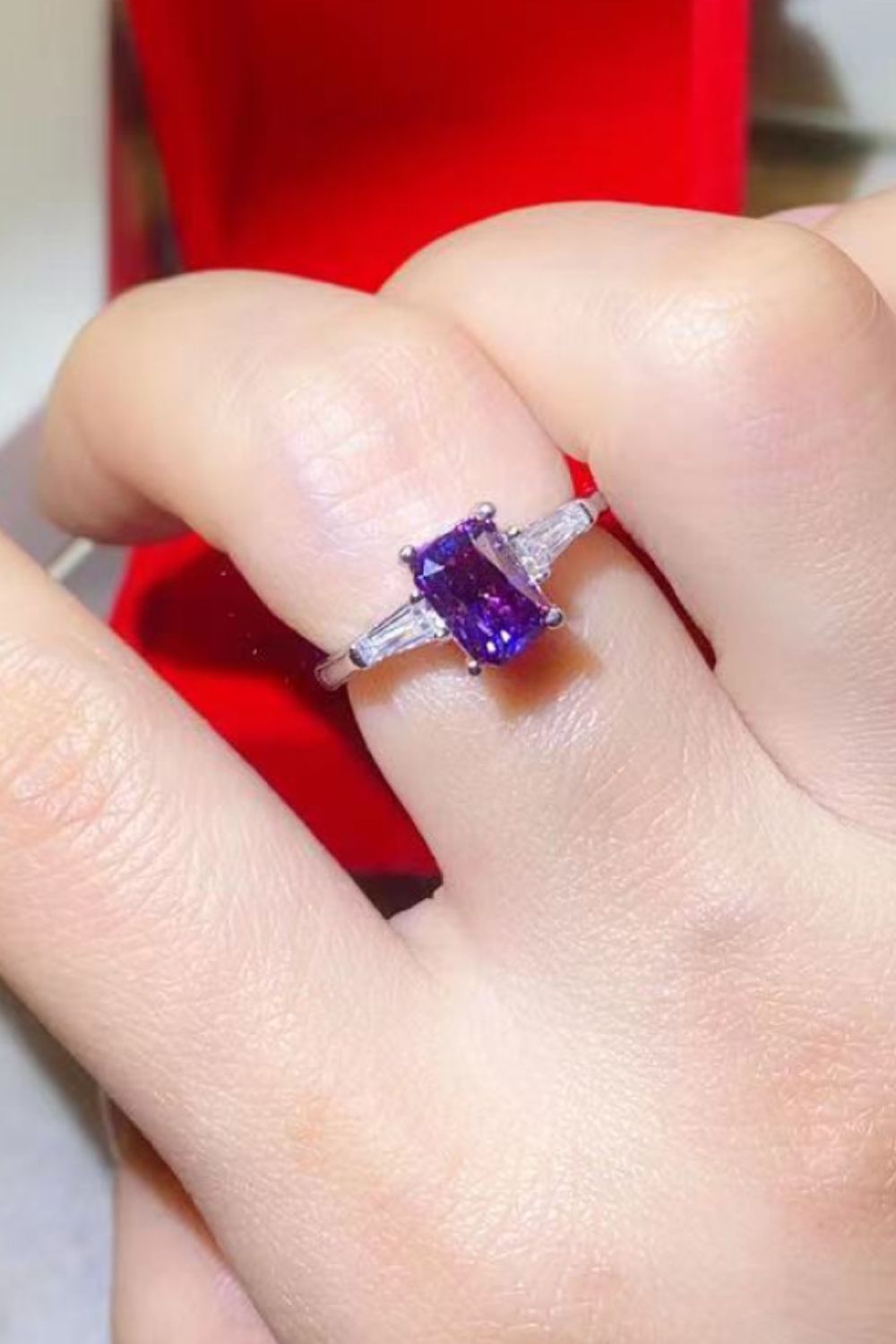 Southern Shores 1 Carat Moissanite Platinum-Plated Purple Ring