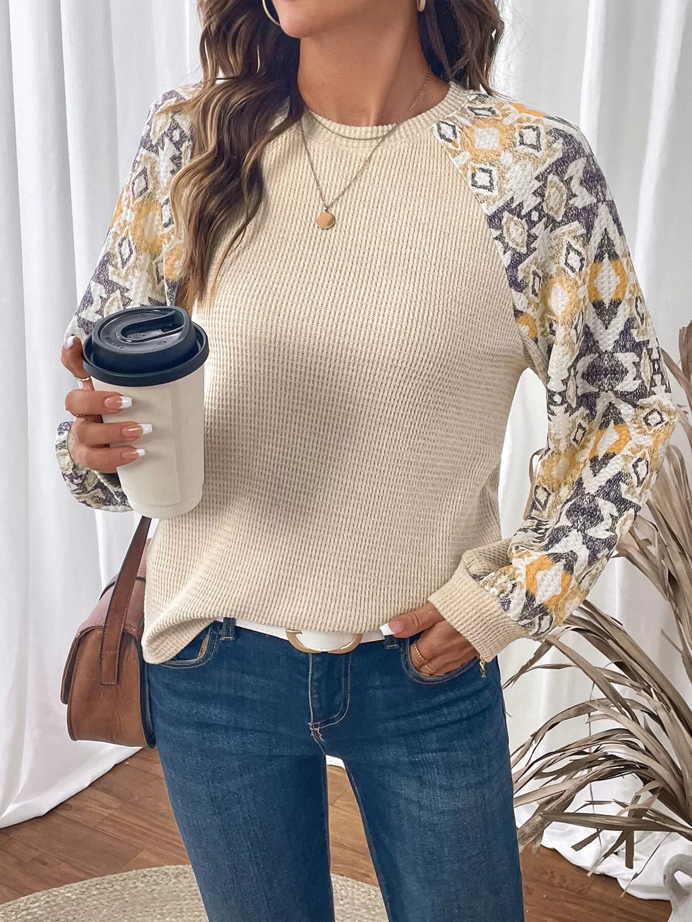 Geometric Pattern Long Sleeve T-Shirt - Southern Shores Clothing