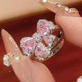 Copper Zircon Bow Bypass Ring Pink Zircon Accents