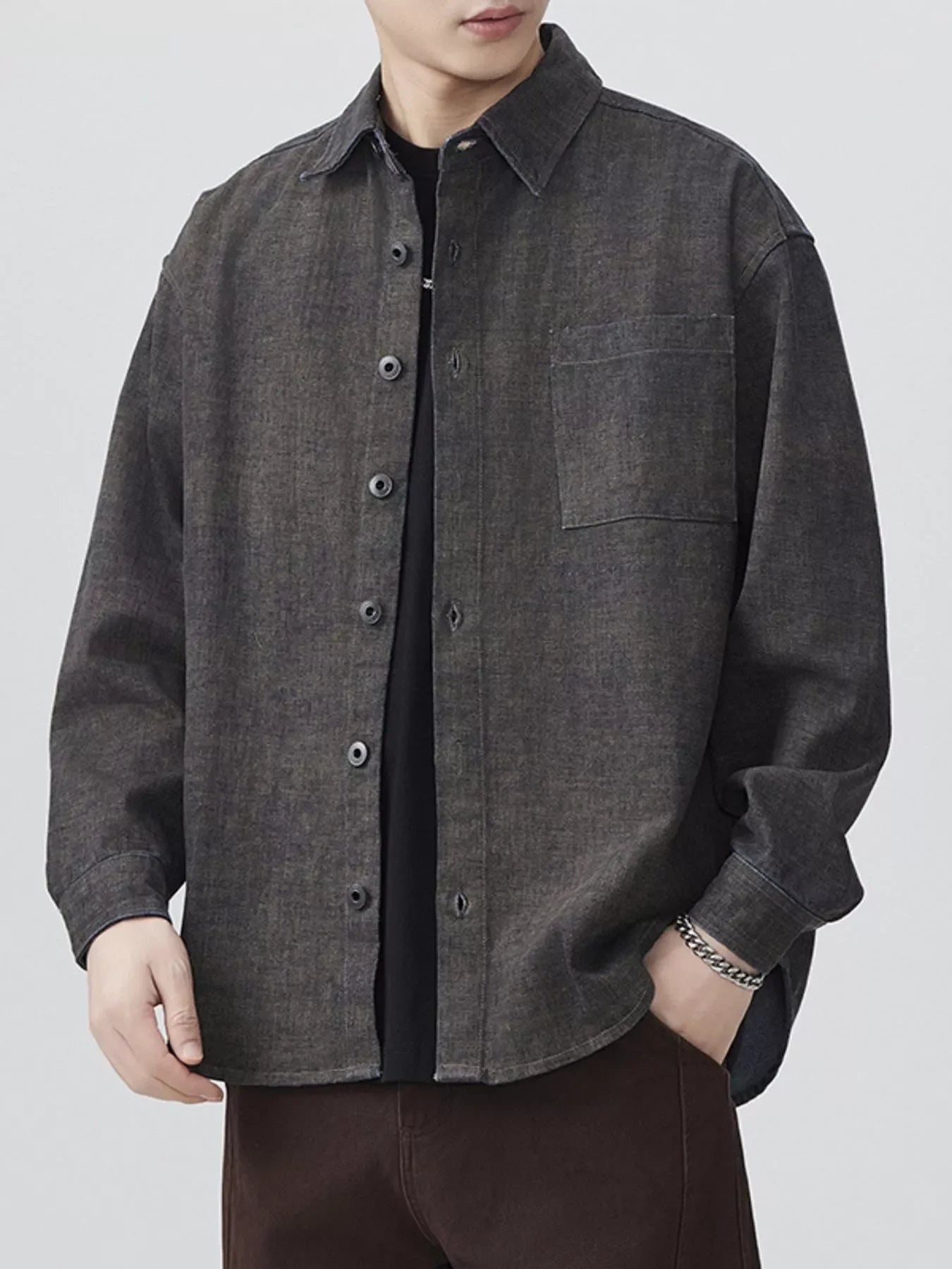 Plus Size Cotton Long Sleeve Button-Up Shirt - Southern Shores Clothing