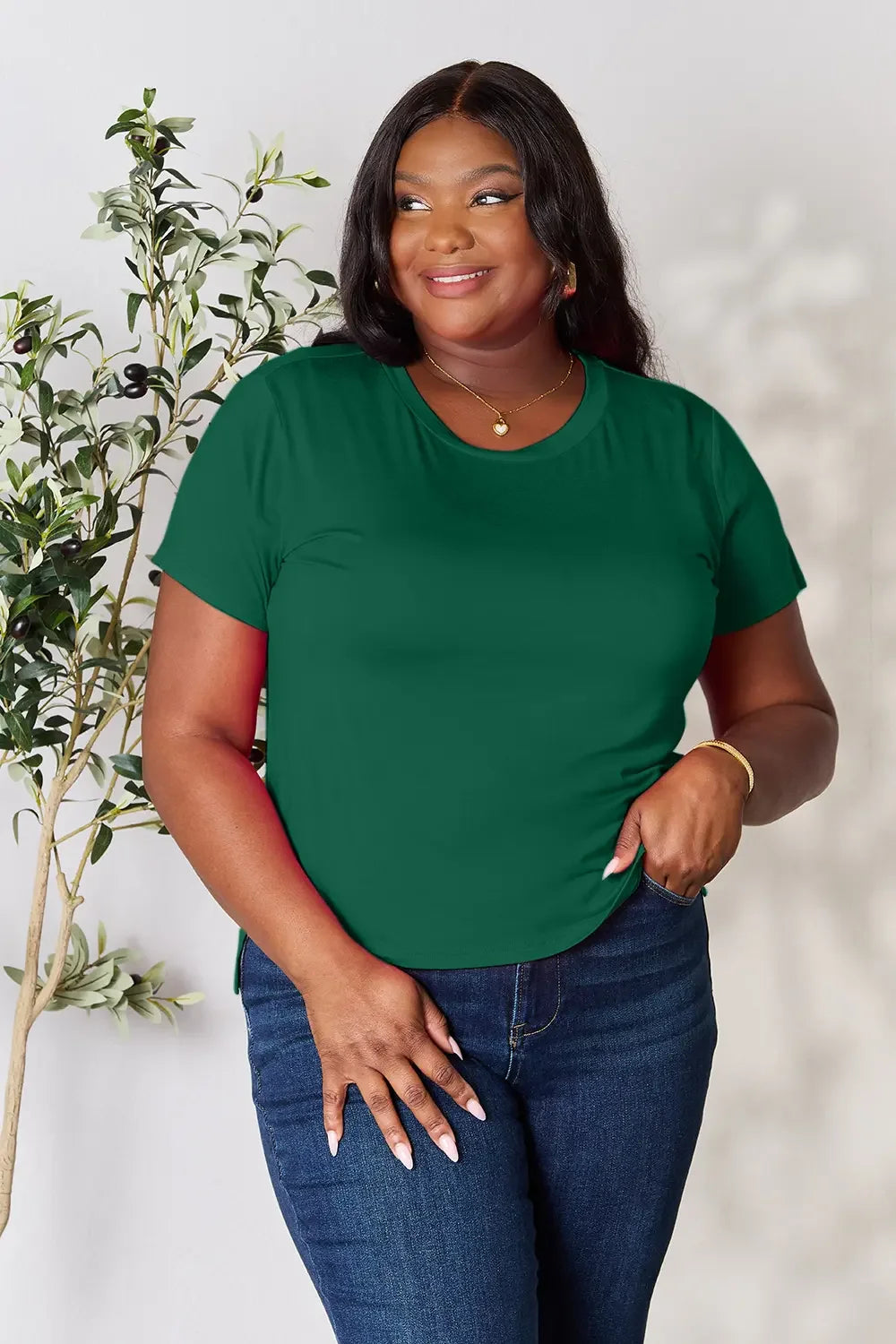 Plus Size Round Neck Short Sleeve T Shirt - Southern Shores Clothing