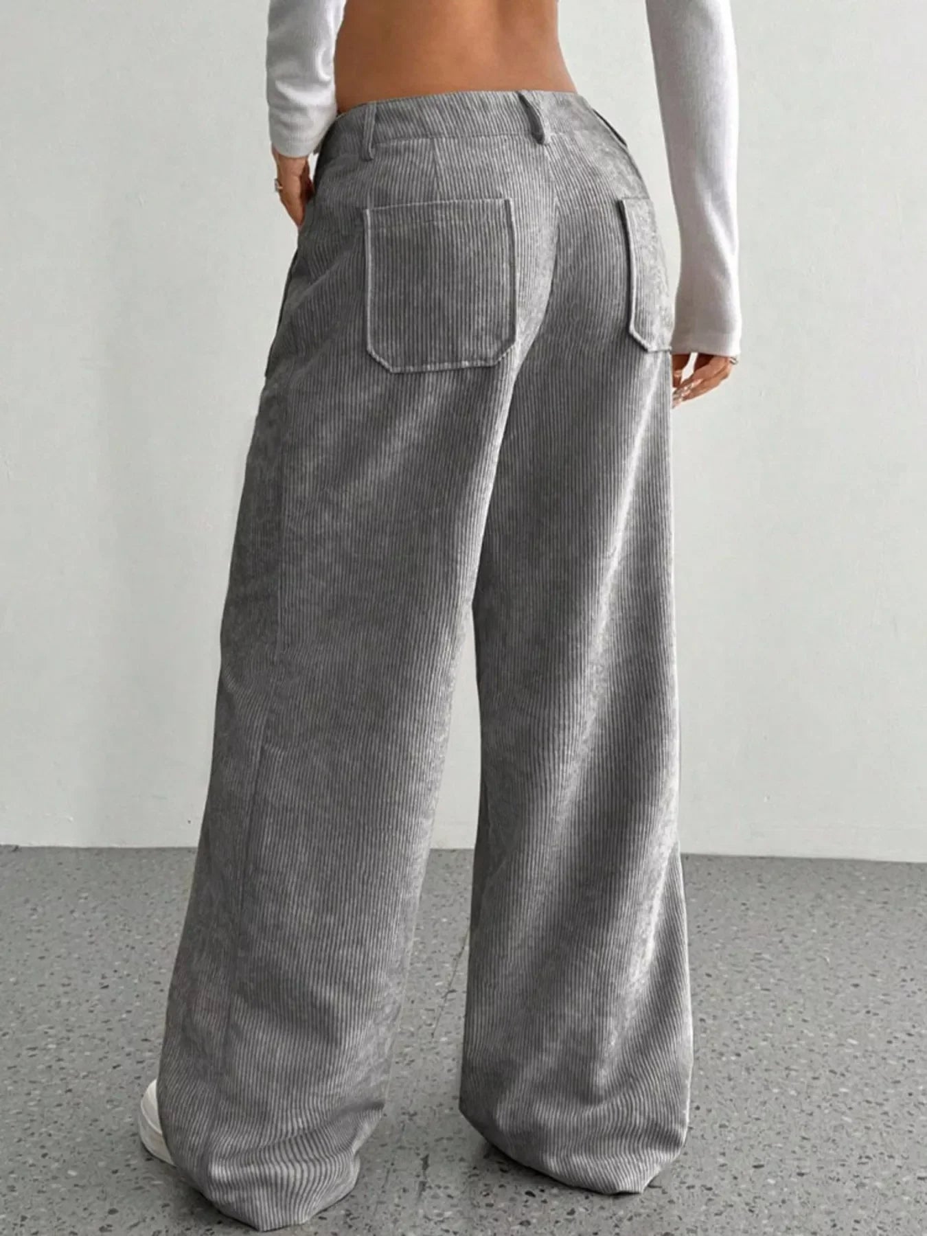 Wide Leg Corduroy Pants With Pockets And Relaxed Fit - Southern Shores Clothing