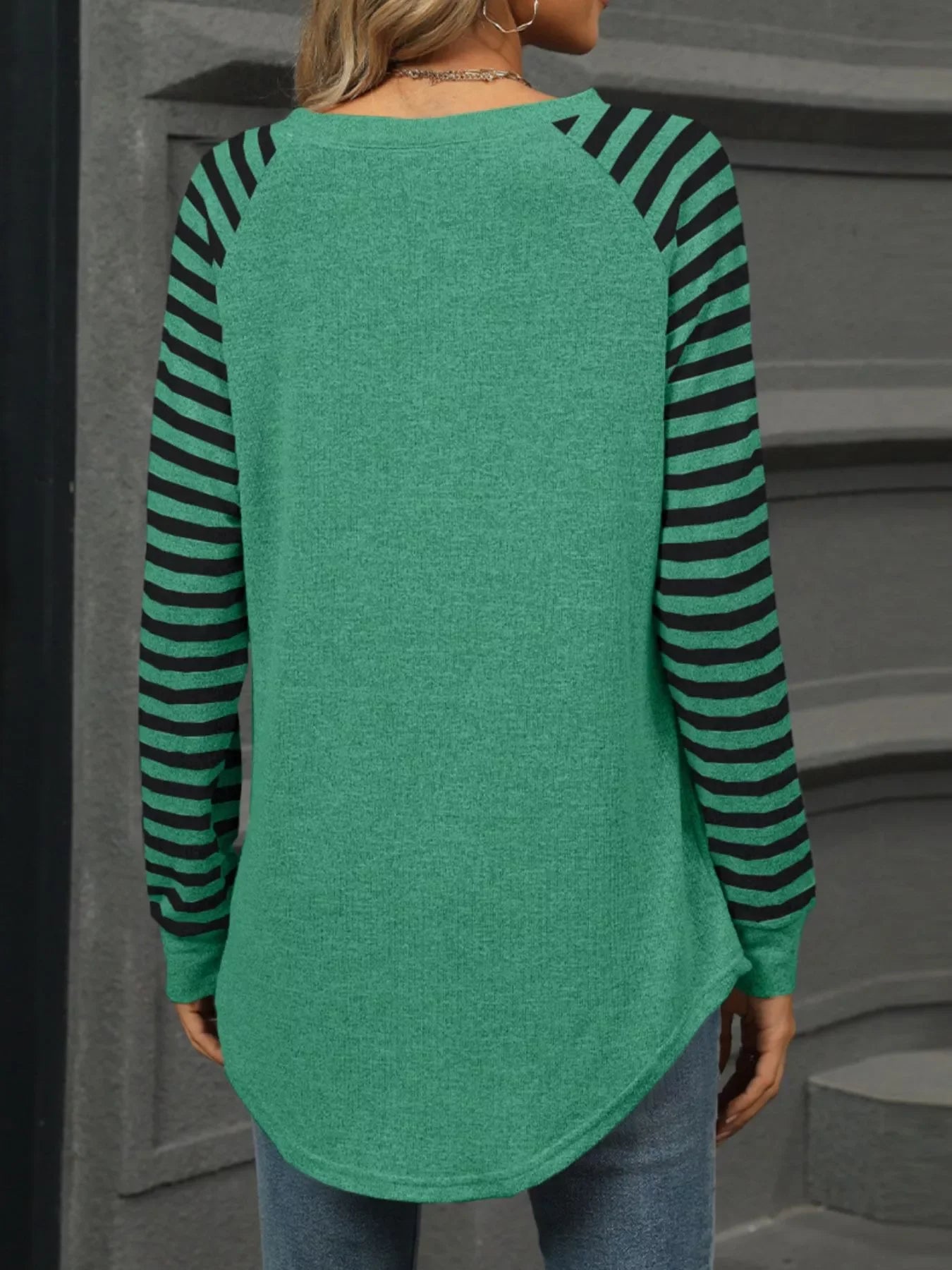 Striped Raglan Sleeve Round Neck T Shirt - Southern Shores Clothing