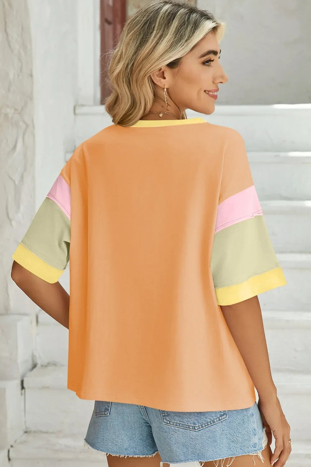 Lovelet Color Block Round Neck Half Sleeve T-Shirt - Southern Shores Clothing