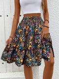Floral Print Midi Skirt Lightweight Fabric - Southern Shores Clothing
