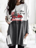 Graphic Two-Tone Round Neck Long Sleeve T-Shirt - Southern Shores Clothing