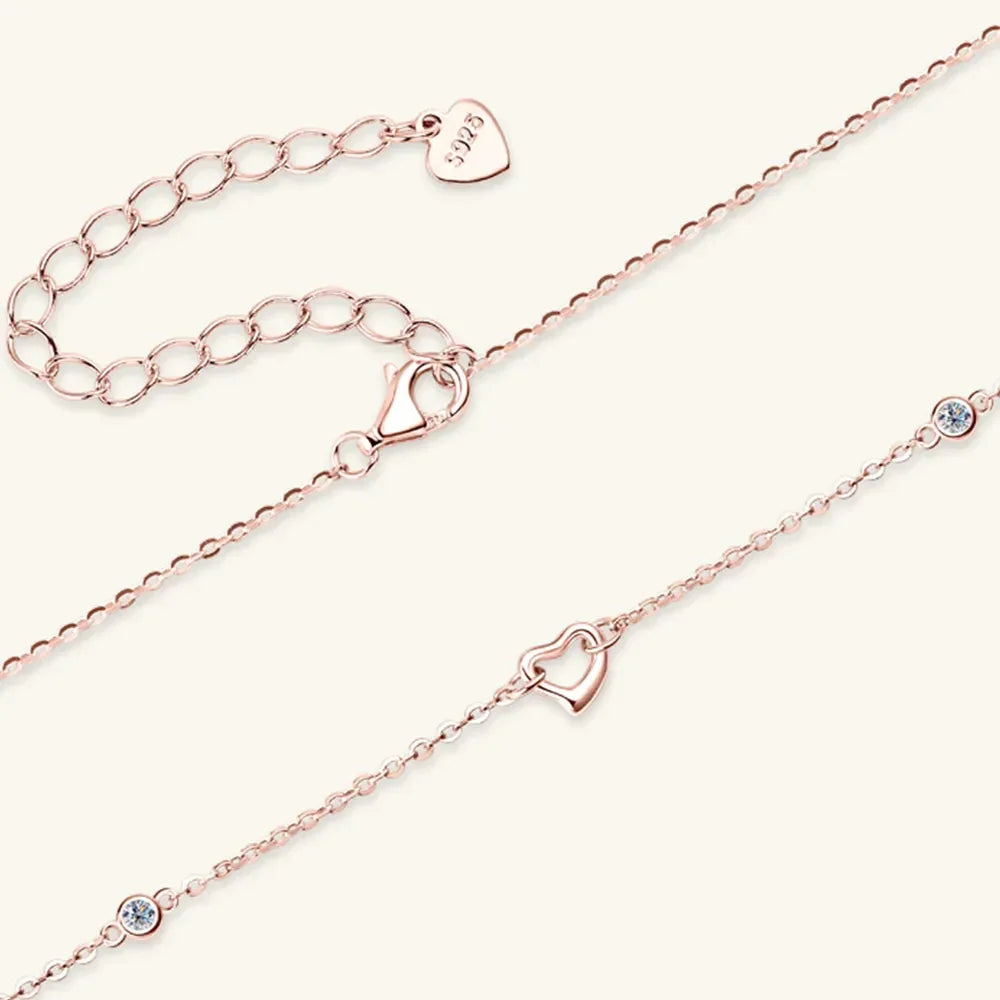 Moissanite Heart Necklace In Rose Gold Plated Sterling Silver - Southern Shores Clothing