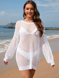 Backless Openwork Long Sleeve Swim Cover Up - Southern Shores Clothing