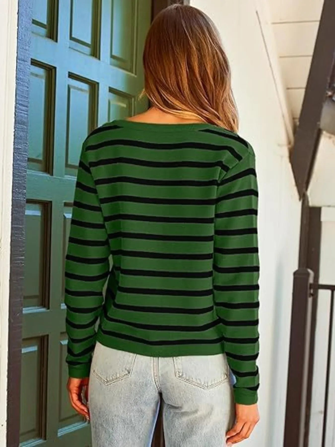 Striped Button-Up Cardigan With Lightweight Knit - Southern Shores Clothing