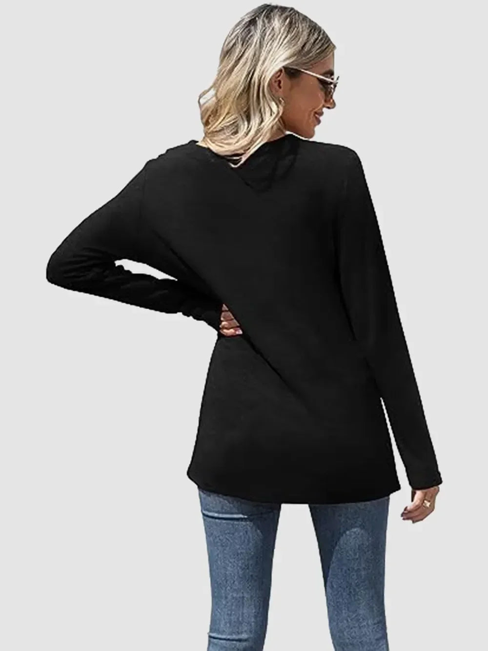 Lace Detail V-Neck Long Sleeve T-Shirt With Soft Stretch - Southern Shores Clothing
