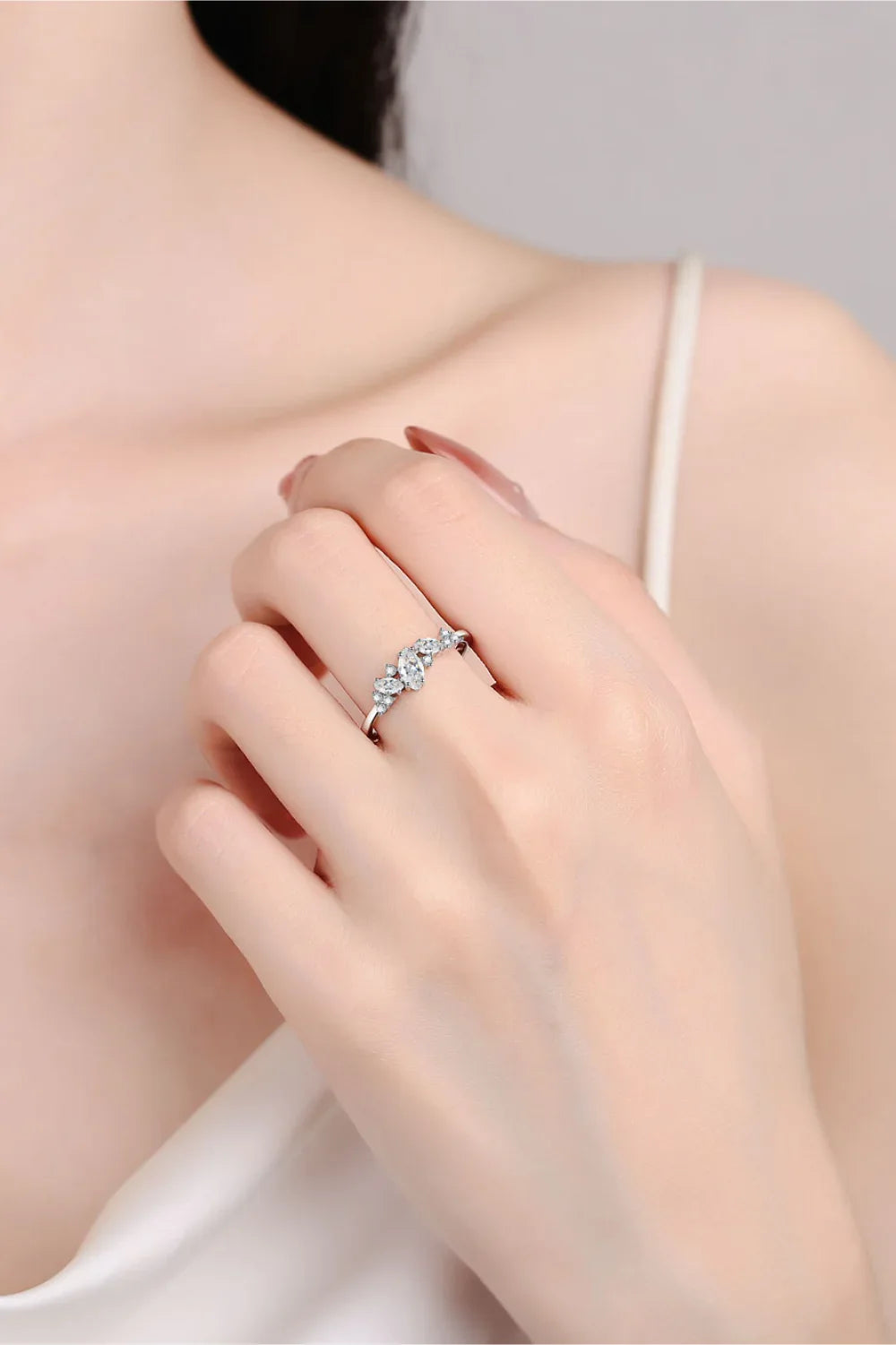 Moissanite Rhodium-Plated Sterling Silver Ring - Southern Shores Clothing