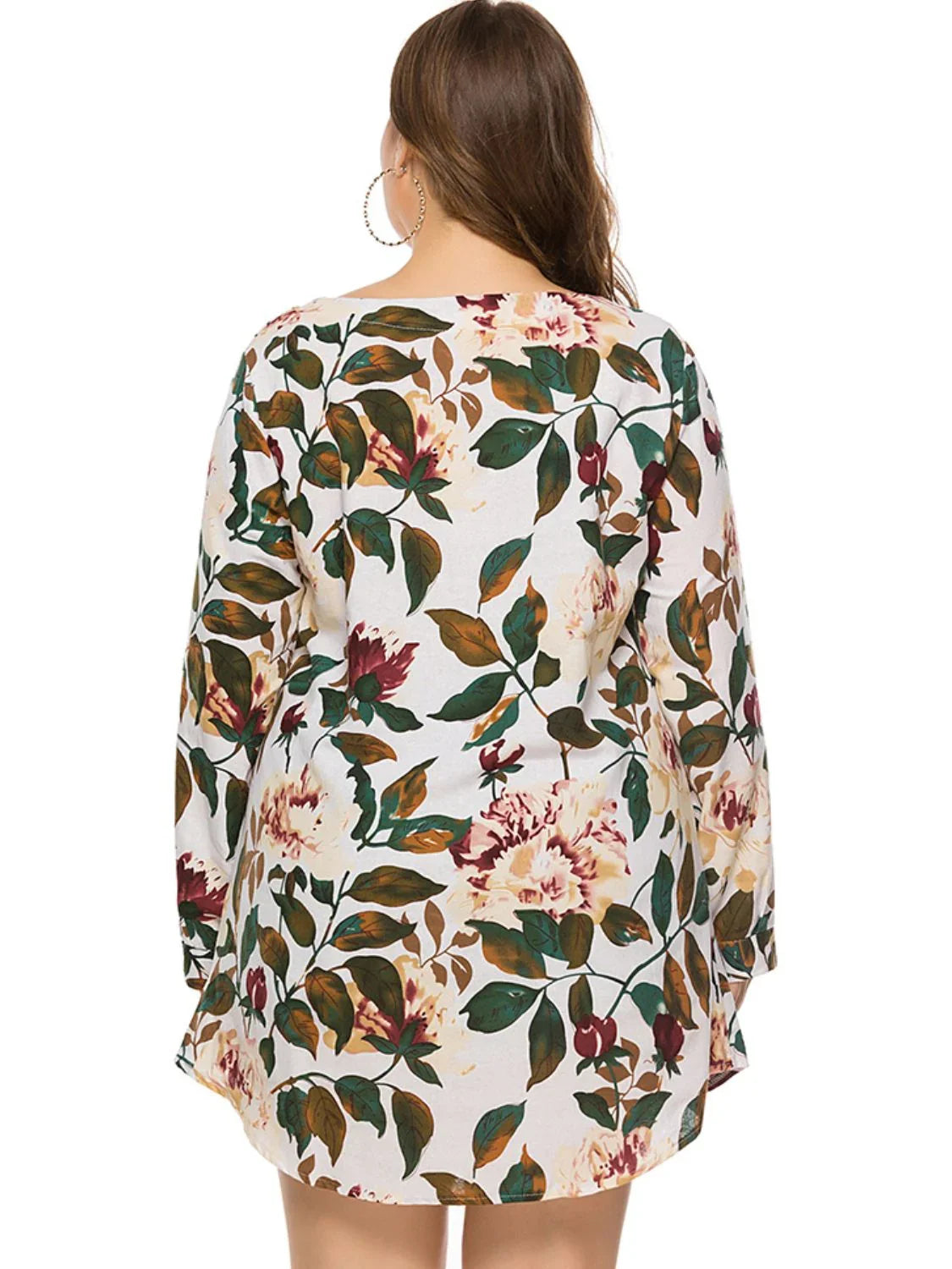 Full Size Floral Long Sleeve Mini Dress - Southern Shores Clothing