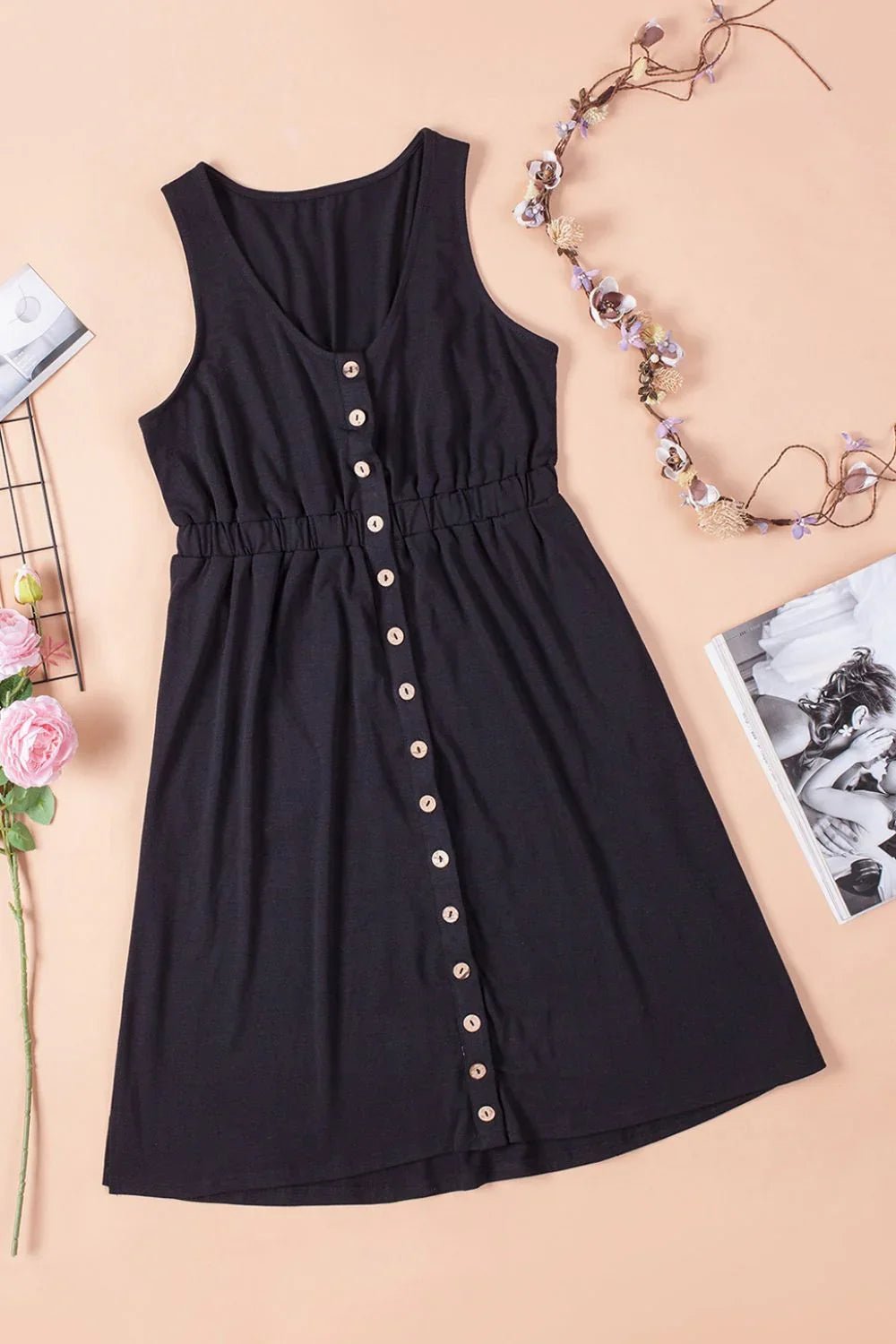 Casual Sleeveless Button Down Mini Magic Dress - Southern Shores Clothing