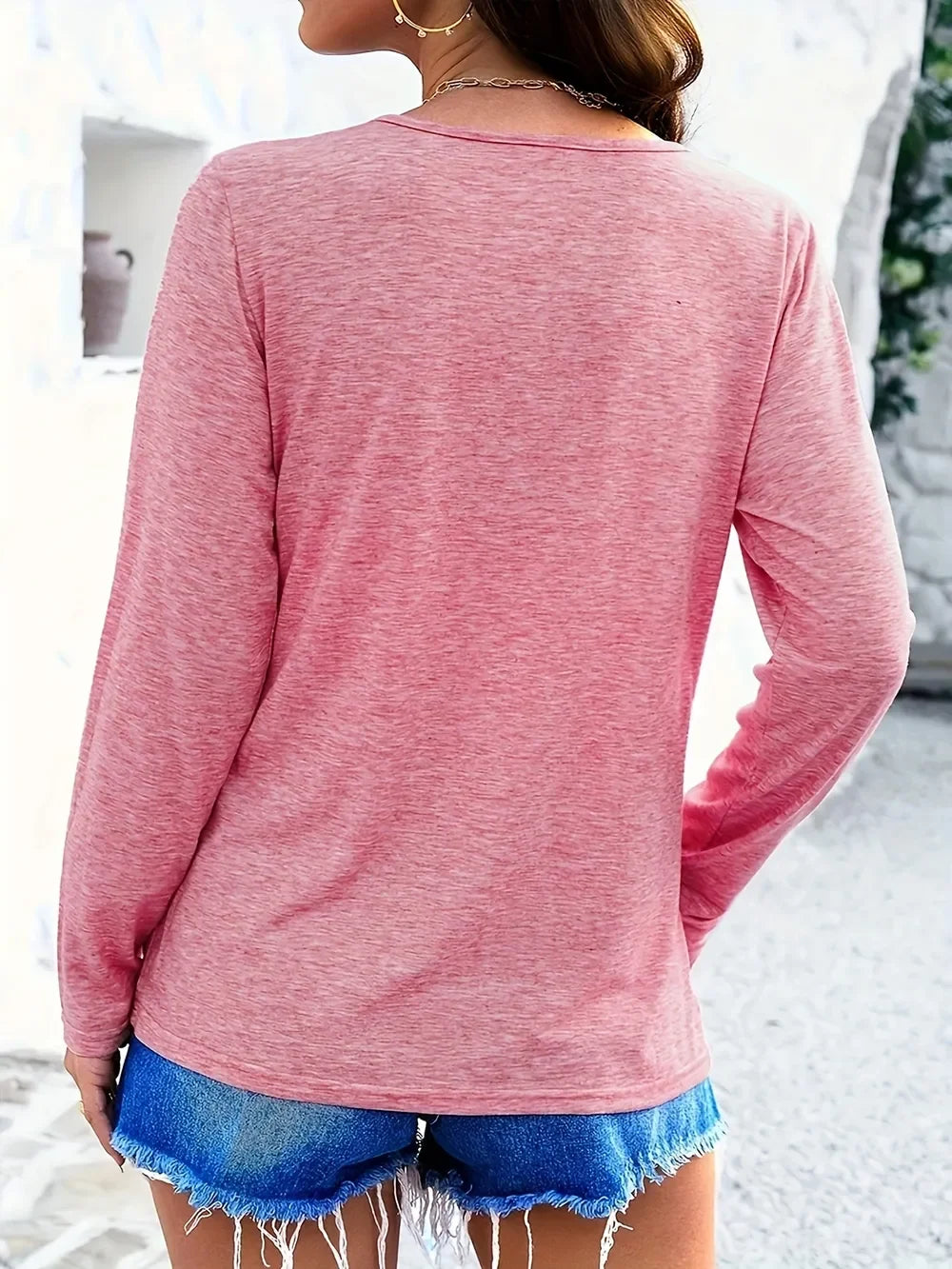 Crisscross V-Neck Long Sleeve T-Shirt - Southern Shores Clothing