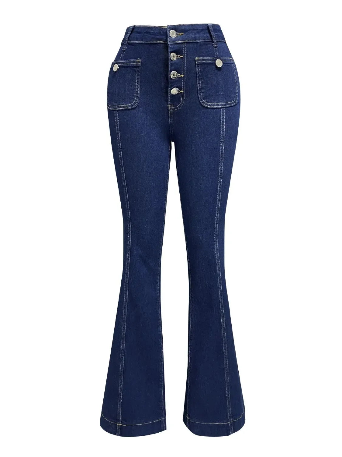 Stretch Denim Flare Jeans With Pockets For Everyday Comfort - Southern Shores Clothing