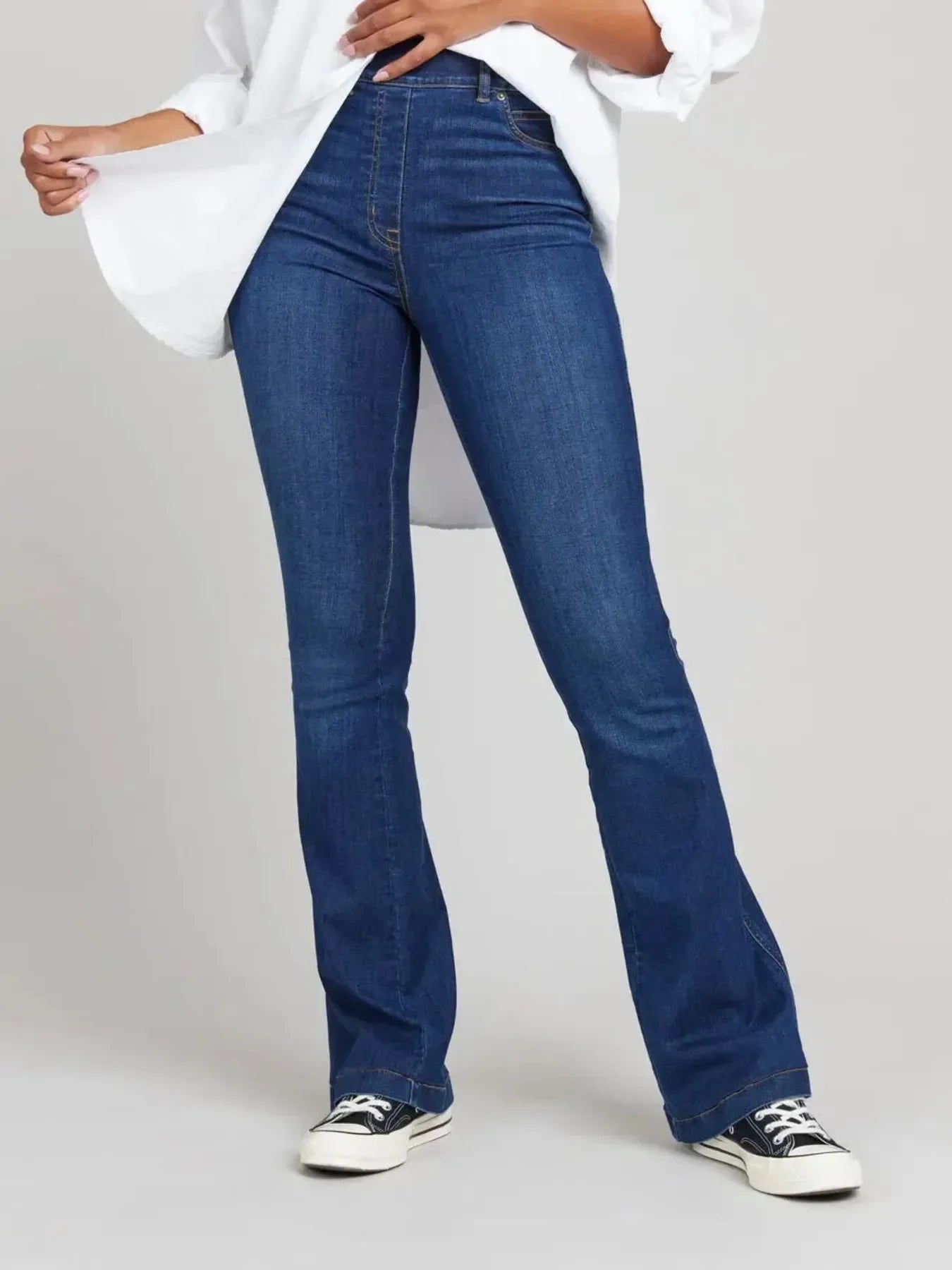 Coastal High-Waisted Flare Jeans Plus Size Stretch Denim - Southern Shores Clothing