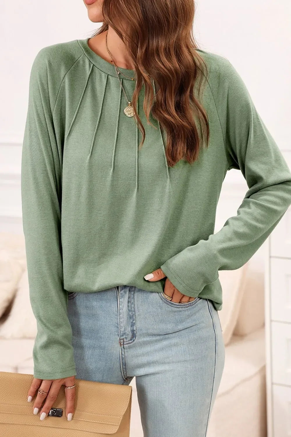 Texture Round Neck Long Sleeve T-Shirt - Southern Shores Clothing