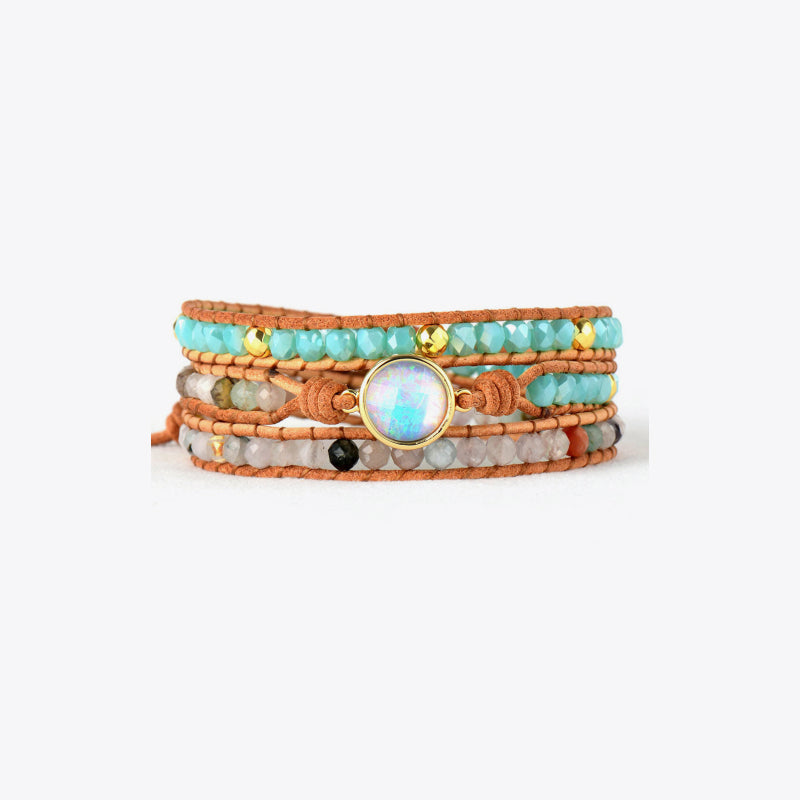 Southern Shores Opal Agate Beaded Layered Bracelet for Adults