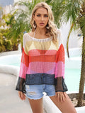 Angel Wings Block Openwork Boat Neck Cover Up - Southern Shores Clothing