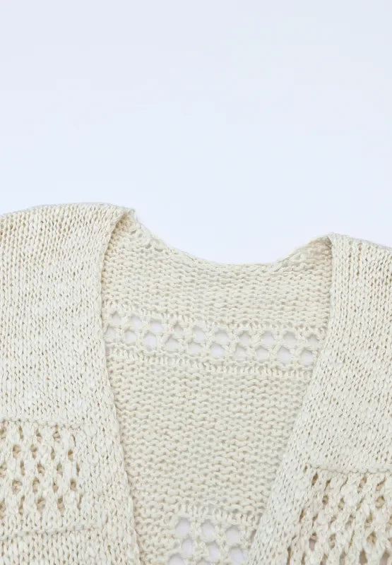 Openwork Open Front Long Sleeve Cardigan - Southern Shores Clothing