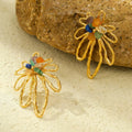 18K Gold-Plated Natural Stone Flower Earrings - Southern Shores Clothing