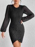 Honey Round Neck Puff Sleeve Tulip Hem Mini Dress - Southern Shores Clothing