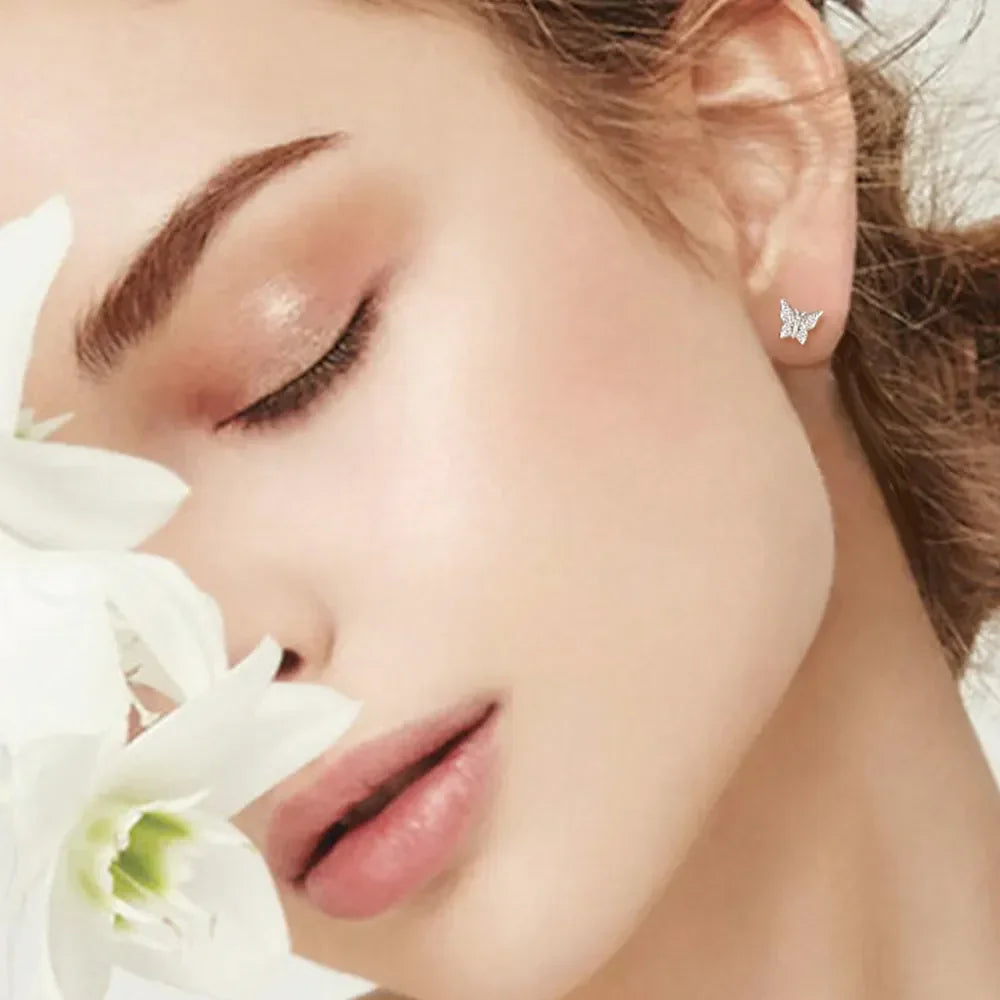 Moissanite Sterling Silver Butterfly Stud Earrings - Southern Shores Clothing