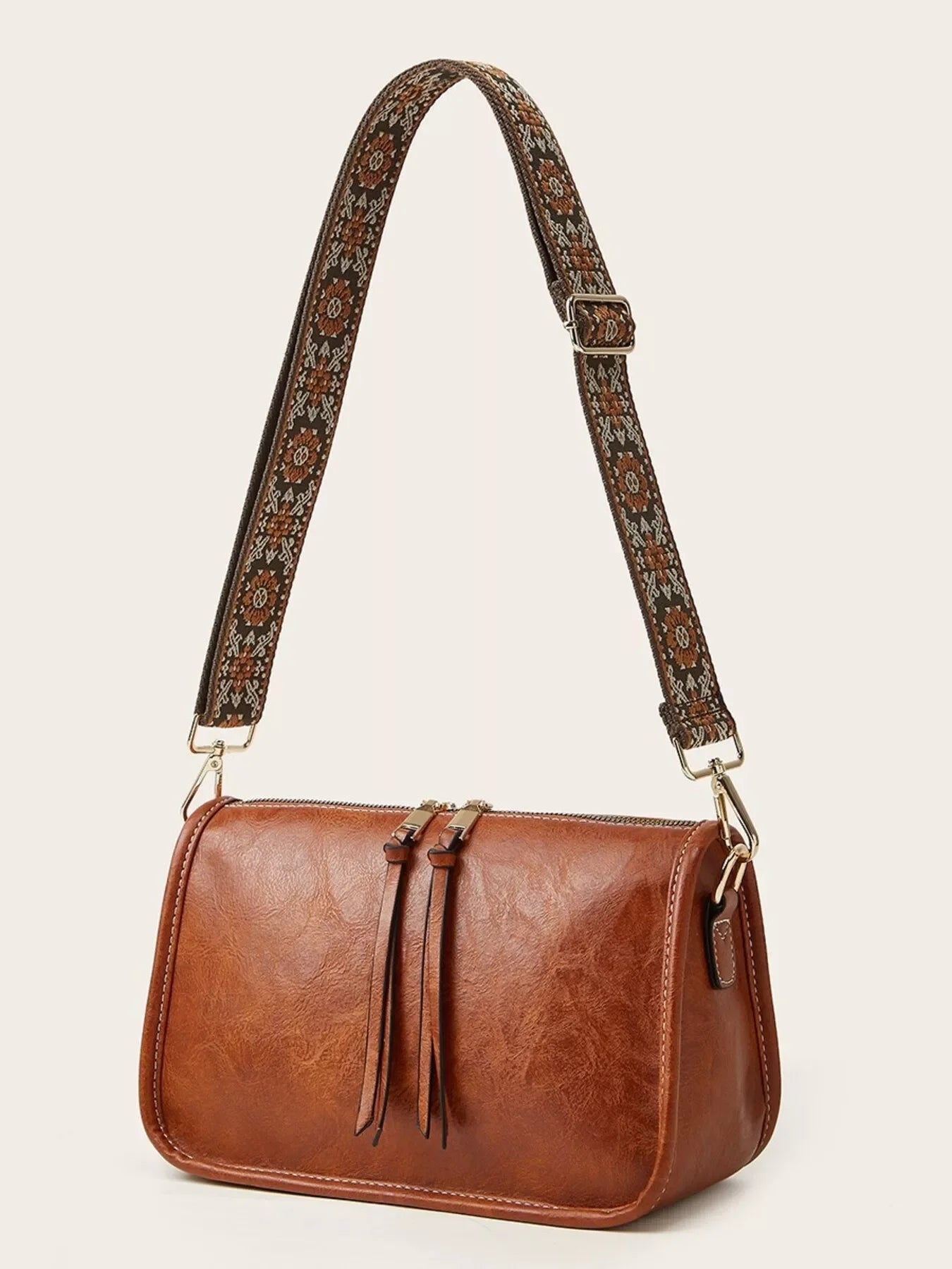 Vintage Style Patterned Strap Crossbody Bag - Southern Shores Clothing