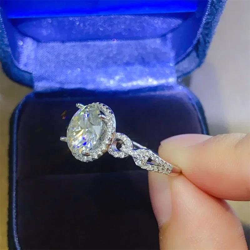 3 Carat Sterling Silver Moissanite Ring Halo Setting - Southern Shores Clothing