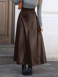 Textured Leather A-Line Silhouette Midi Skirt - Southern Shores Clothing