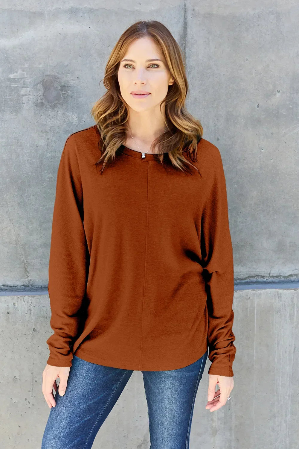 Basic Round Neck Long Sleeve T Shirt Top - Southern Shores Clothing