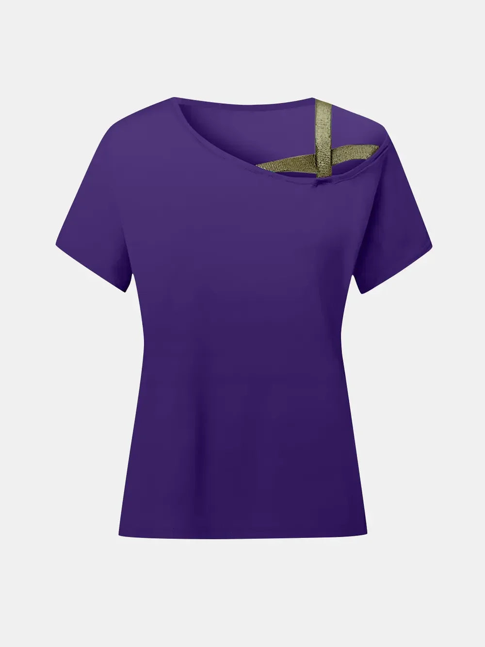 Asymmetrical Neck Short Sleeve T-Shirt - Southern Shores Clothing