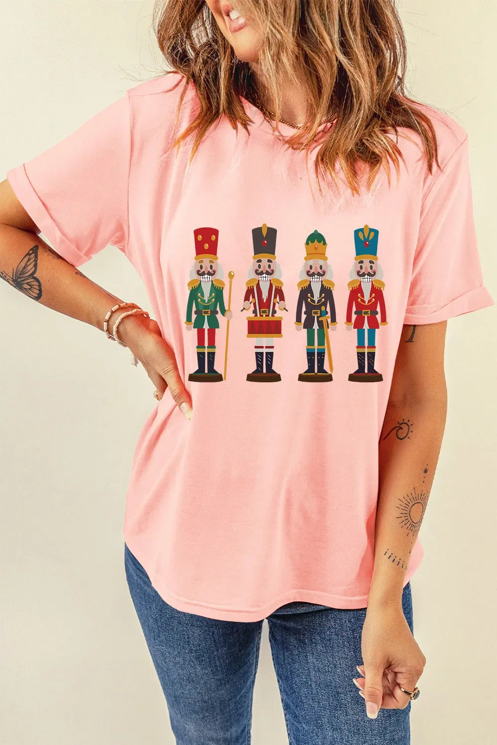 Nutcracker Design Round Neck Short Sleeve Tee With Stretch - Southern Shores Clothing