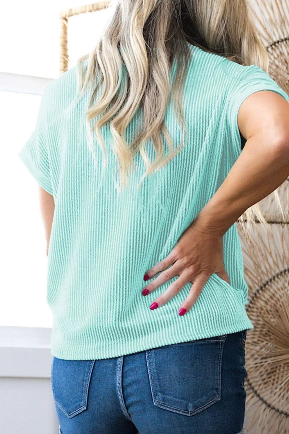 Corded Knit Pocketed Crew Neck T Shirt, Casual - Southern Shores Clothing