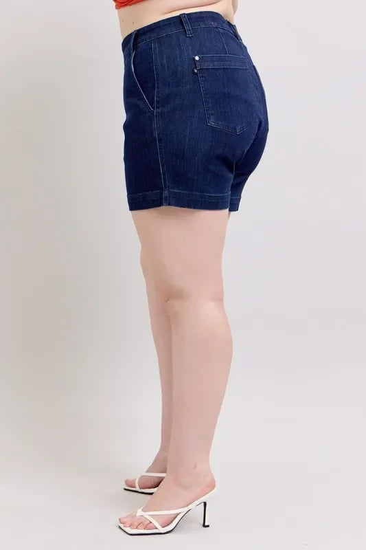 Plus Size High Waist Denim Shorts With Pockets - Southern Shores Clothing