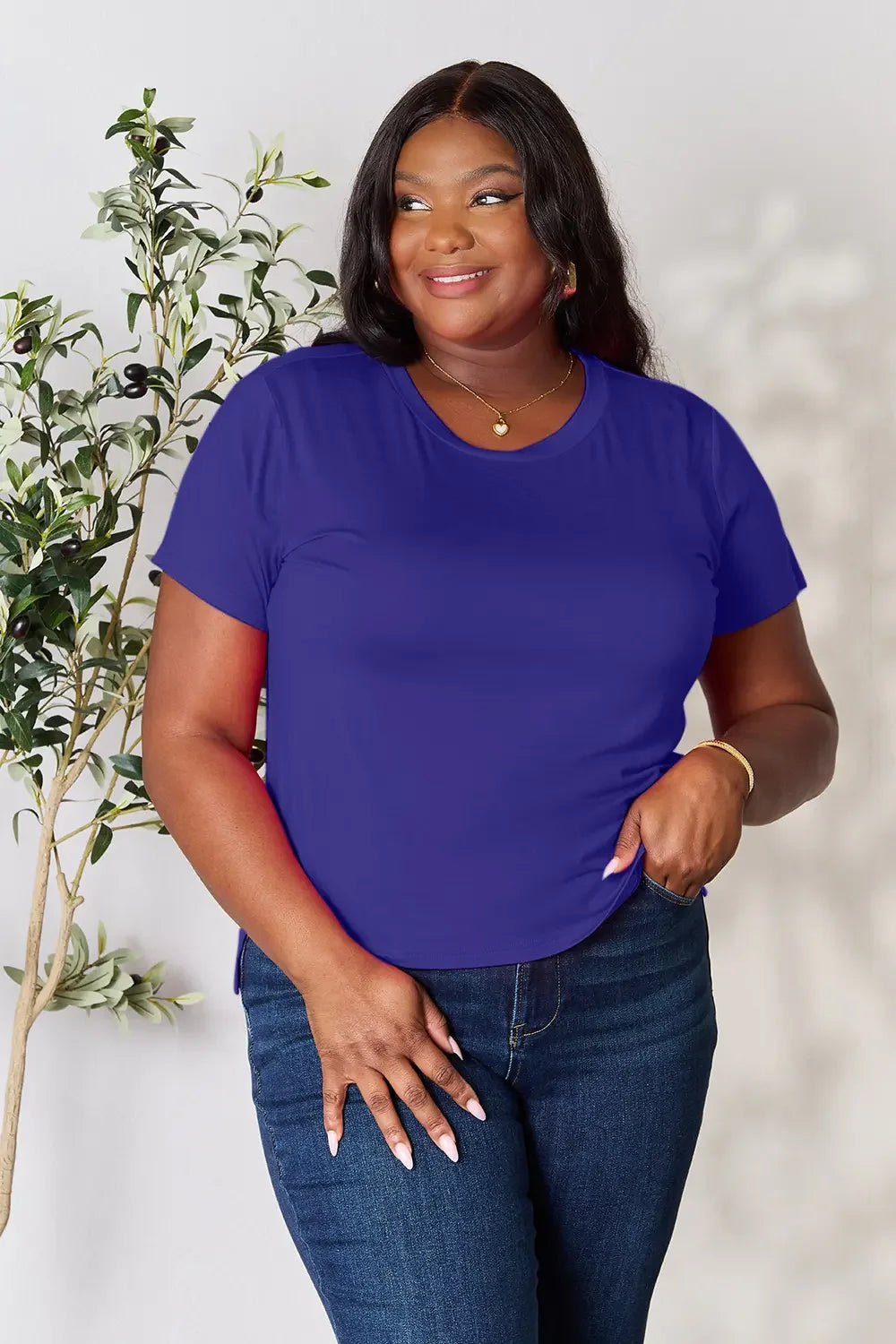 Plus Size Round Neck Short Sleeve T Shirt - Southern Shores Clothing