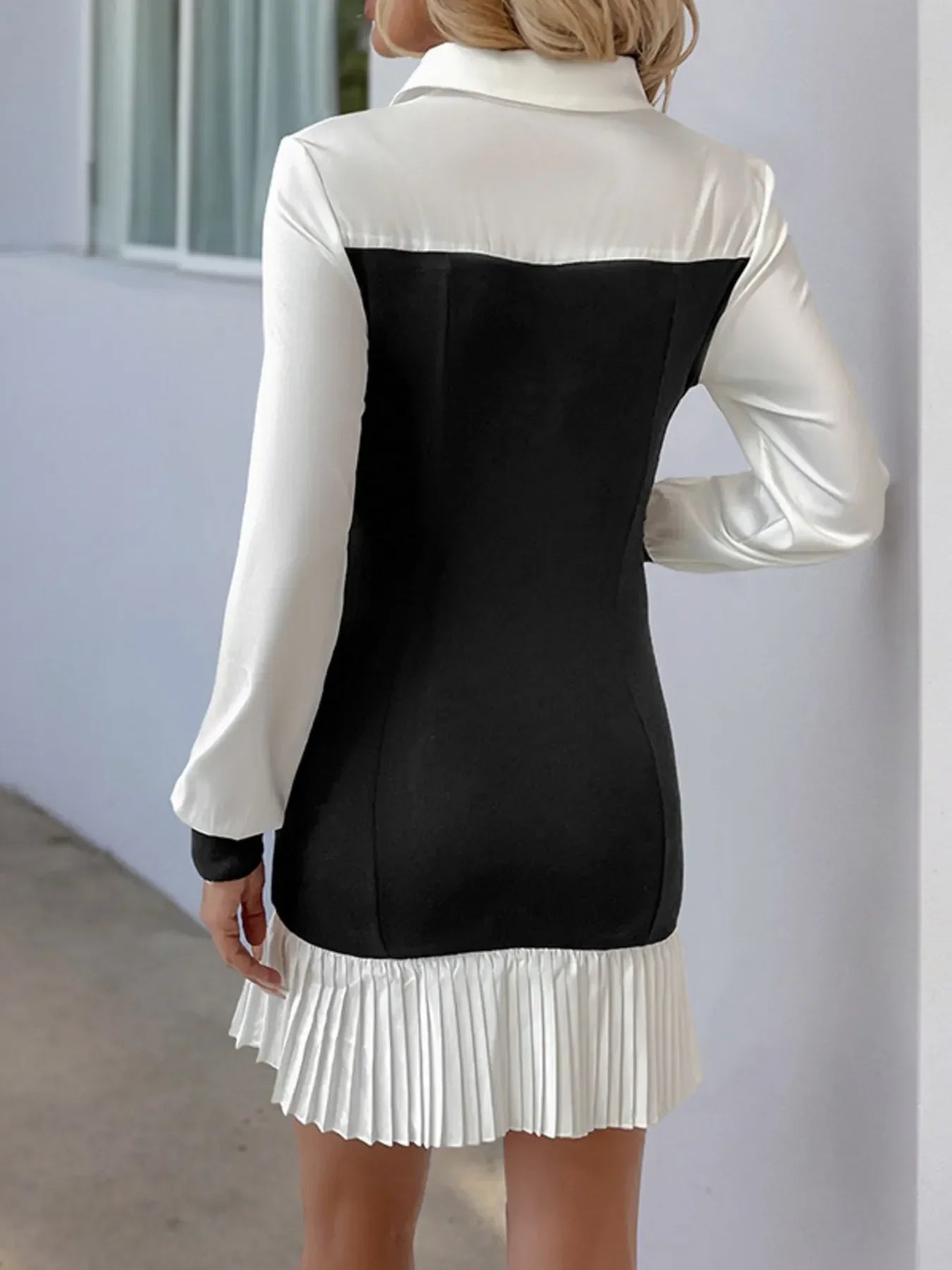 Pleated Long Sleeve Shirt Dress For Everyday - Southern Shores Clothing
