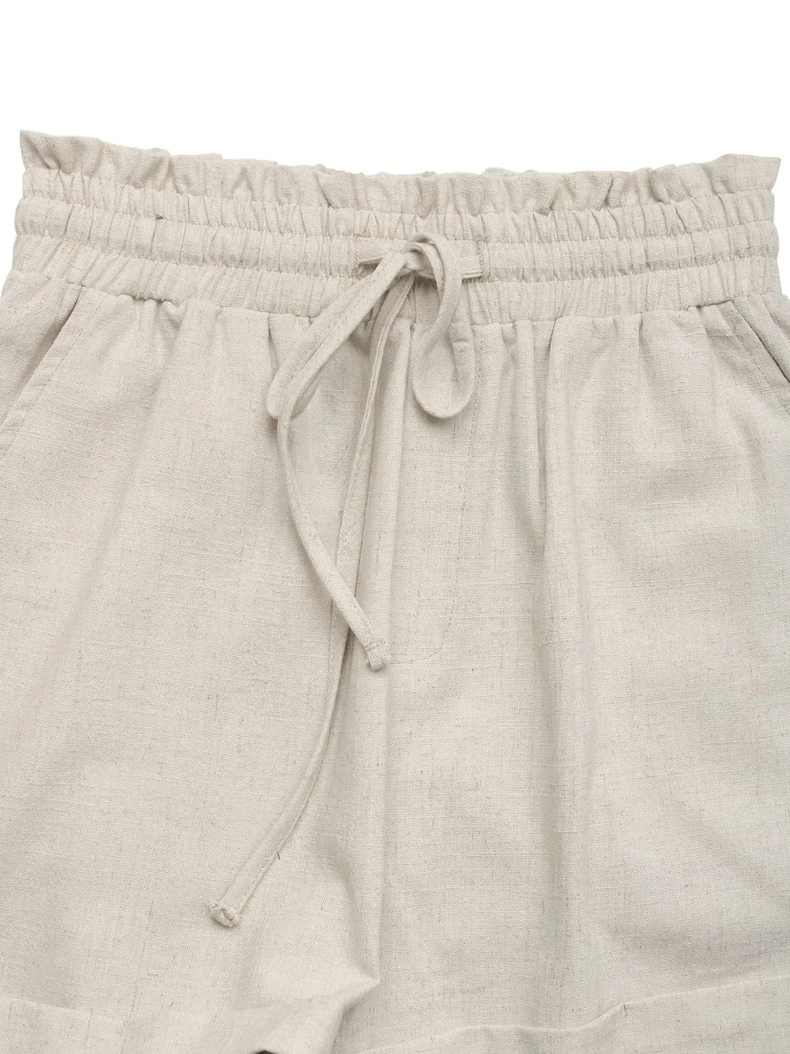Frill Drawstring Pocketed Shorts With Adjustable Waist - Southern Shores Clothing
