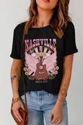 Nashville Music City Graphic Round Neck T Shirt - Southern Shores Clothing