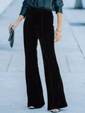 High Waisted Wide Leg Velvet Pants For Versatile Outfits - Southern Shores Clothing